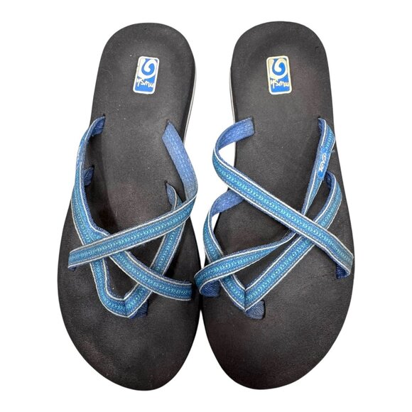 Teva Blue Women's Olowahu Mush Flip Flops Sandals Lindi Color Size 9 Slip On - Picture 1 of 9